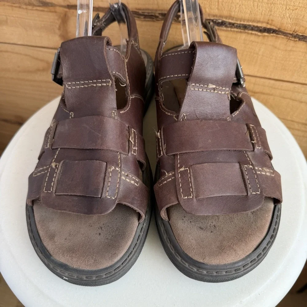 VTG Dexter Brown Leather Fisherman Sandals Comfort Slip On Buckle Strap Mens 12m